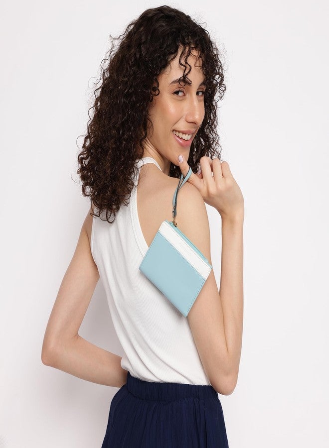 Fastrack Women Faux Leather Color Blocked Two-Fold Wallet , | with 3 Card Holders & ID Card Holder | Wallet with Wristlet | Purse for Daily Use, Blue - Image 2
